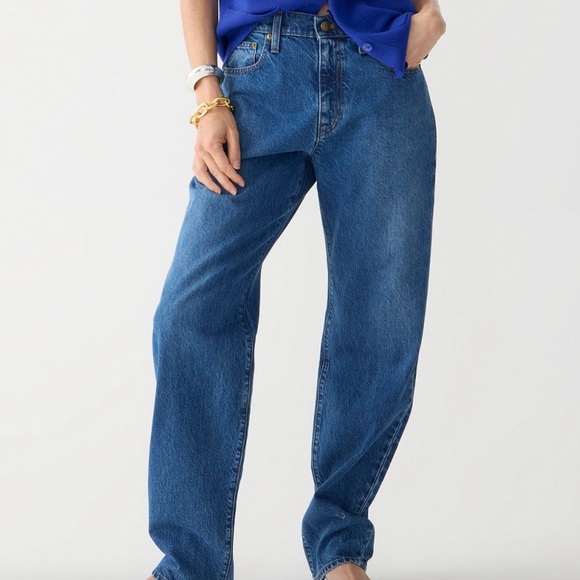 NWT J.Crew Mid-Rise Slouchy Straight Jeans Sz 33 in Turney Wash. MSRP is $148. - Picture 6 of 10